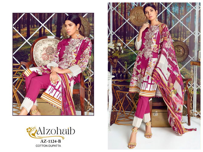 Alzohaib Az 1124 A To C Cotton Printed Pakistani Suits Wholesalers In Delhi